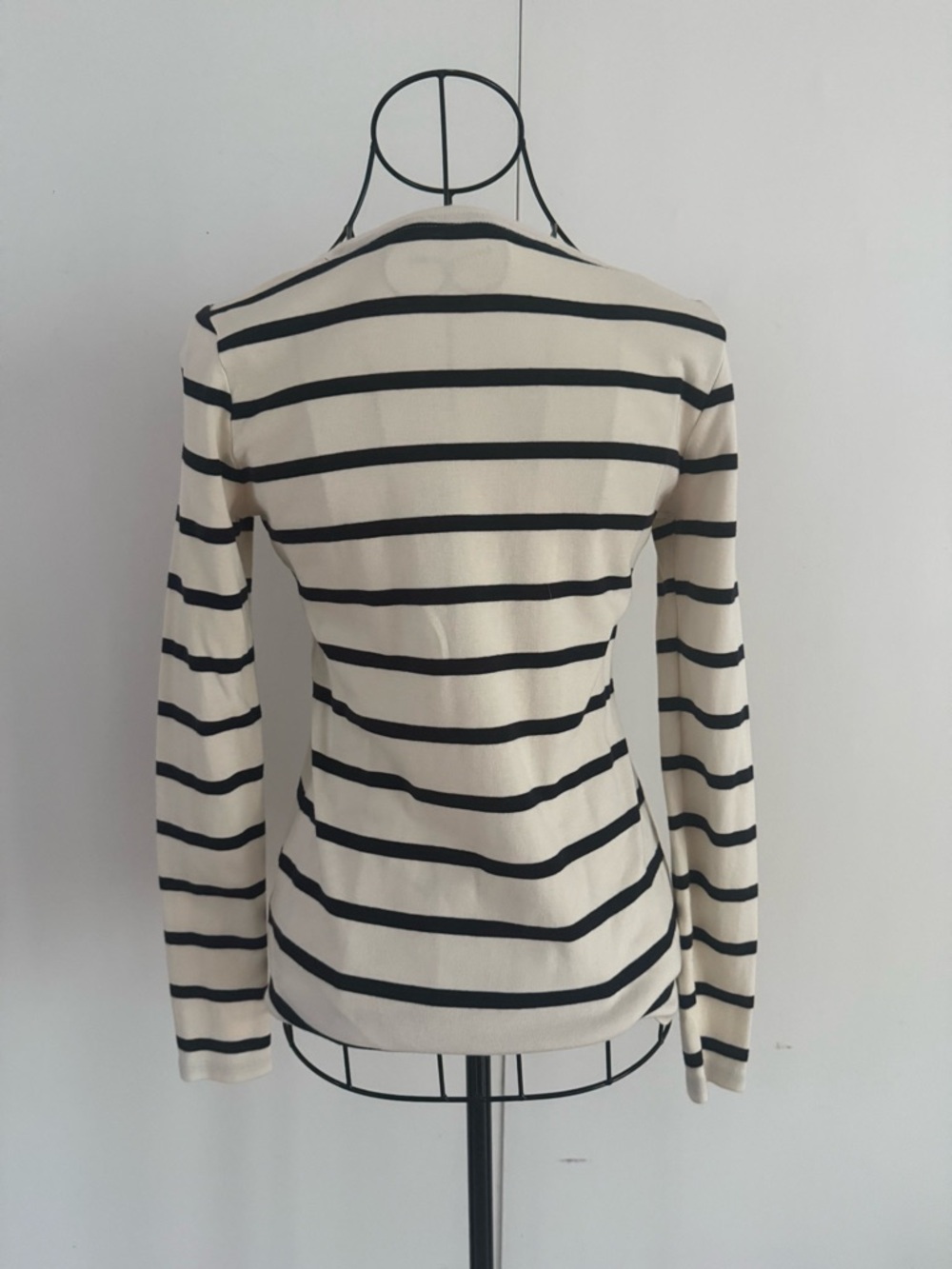 Talbots Striped Long Sleeve Knit Top - Ivory & Navy Sz SP - Picture 5 of 11